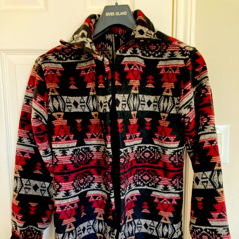 Mens wool overshirt Aztec Tribal print size small